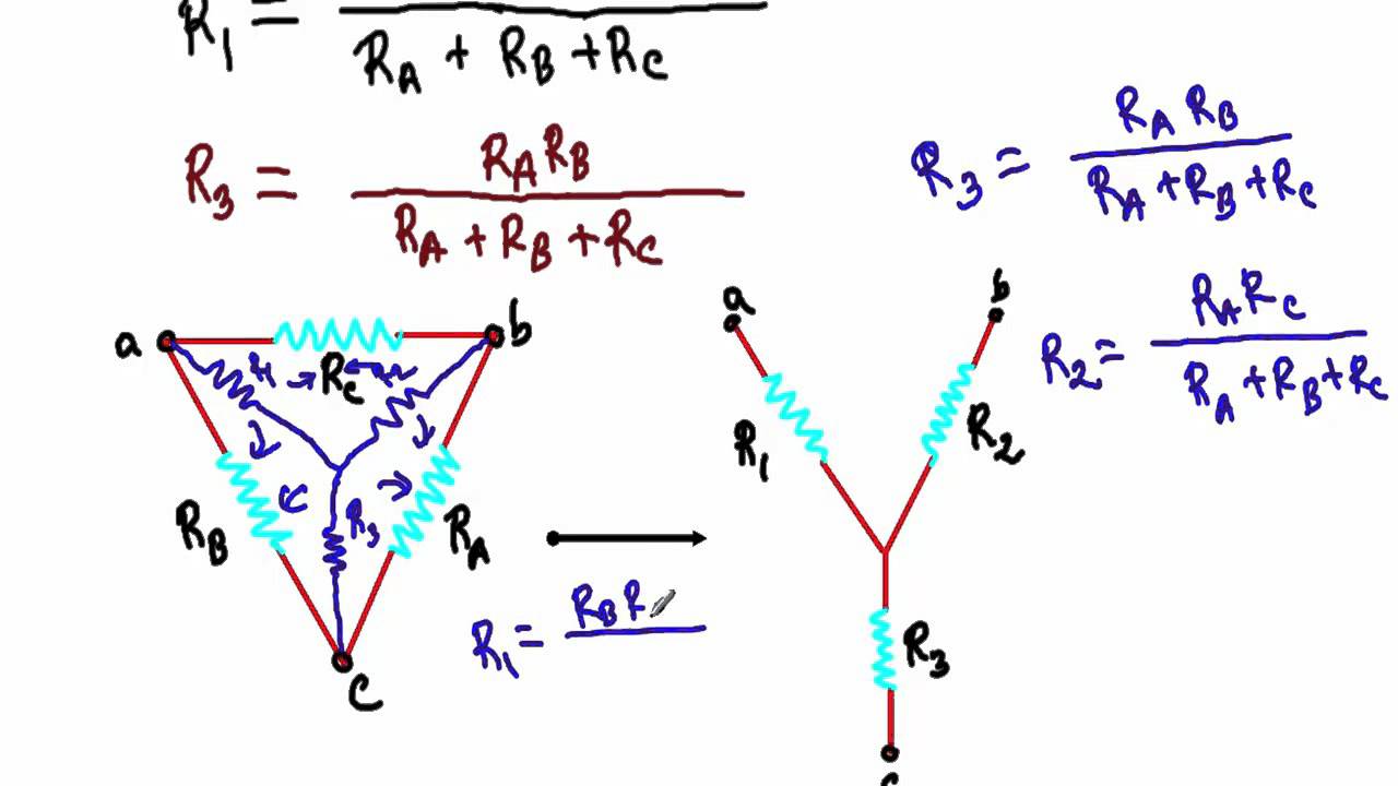 Delta - Wye (∇-Y) & Wye - Delta (Y-∇) Transformation Formula Derivation
