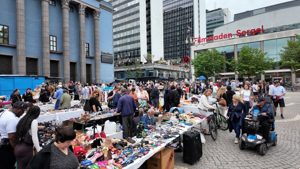 Stockholm, Sweden | Cloudy Day at Hötorget Market, Drottninggatan and More! | 4K