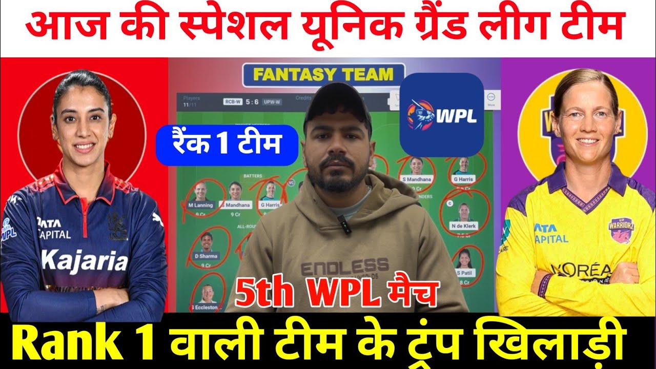 RCB-W vs UP-W Dream11 Team Prediction ! Bengaluru Women vs UP Warriorz Women Dream11 Team ! WPL
