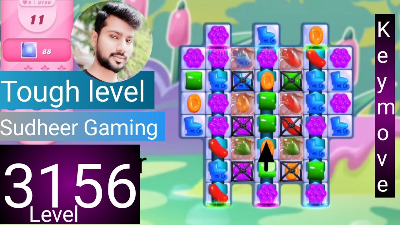 Candy crush saga level 3156 । Tough level । No boosters। Candy crush saga 3156 । Sudheer Gaming