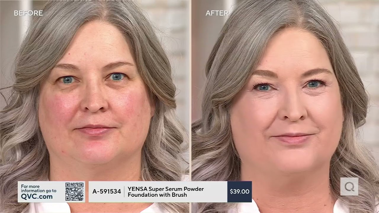YENSA Beauty Serum Silk Powder Foundation with Brush on QVC