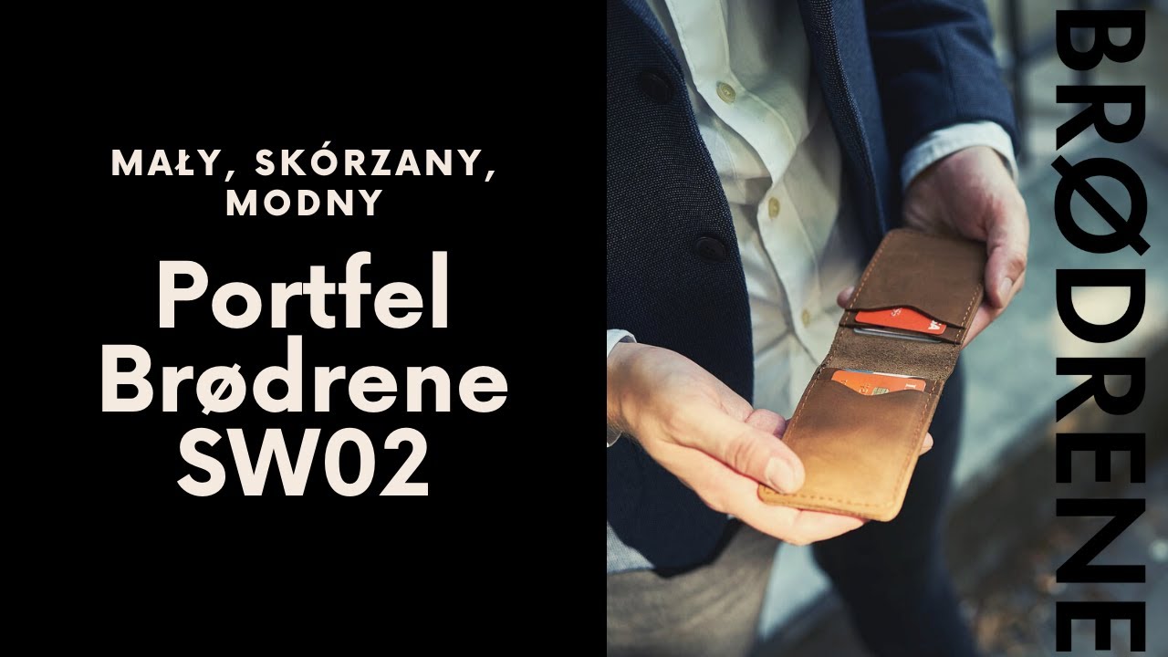 Sk&oacute;rzany cienki portfel poziome etui na karty Br&oslash;drene SW02 jasny brąz
