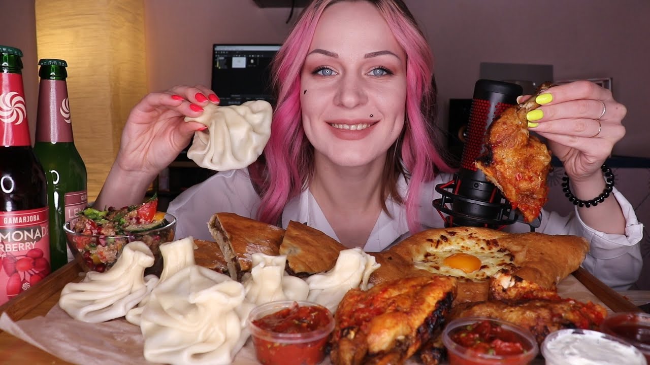 MUKBANG | Грузинская кухня, хинкали, хачапури, цыпленок, пирог, салат | Georgian cuisine не ASMR
