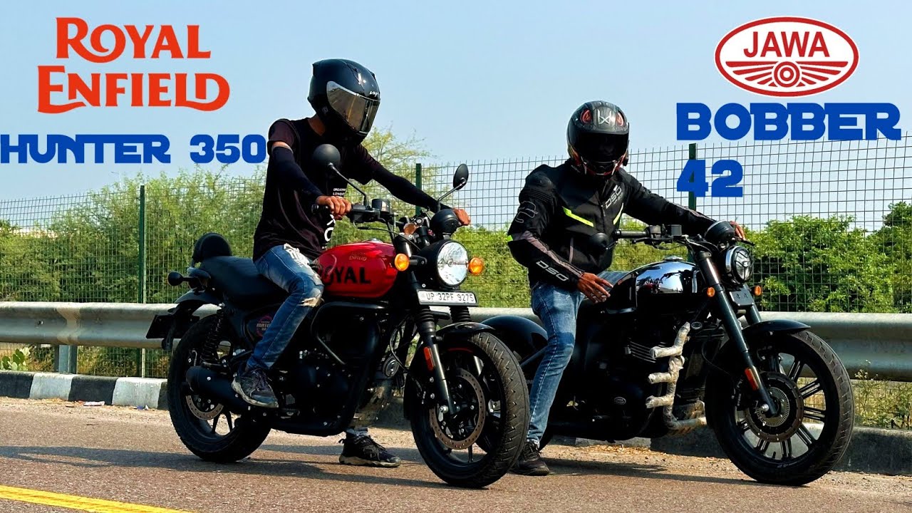 JAWA BOBBER 42 VS royal Enfield hunter 350 | drag race| TILL THEIR POTENTIAL