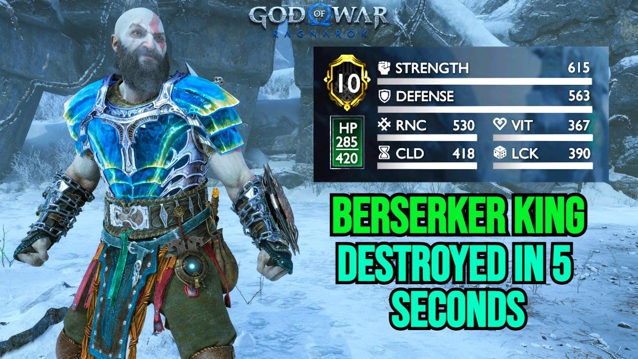 BERSERKER KING DESTROYED IN 5 SECONDS - OP BUILD (NO DAMAGE) - God Of War Ragnarok