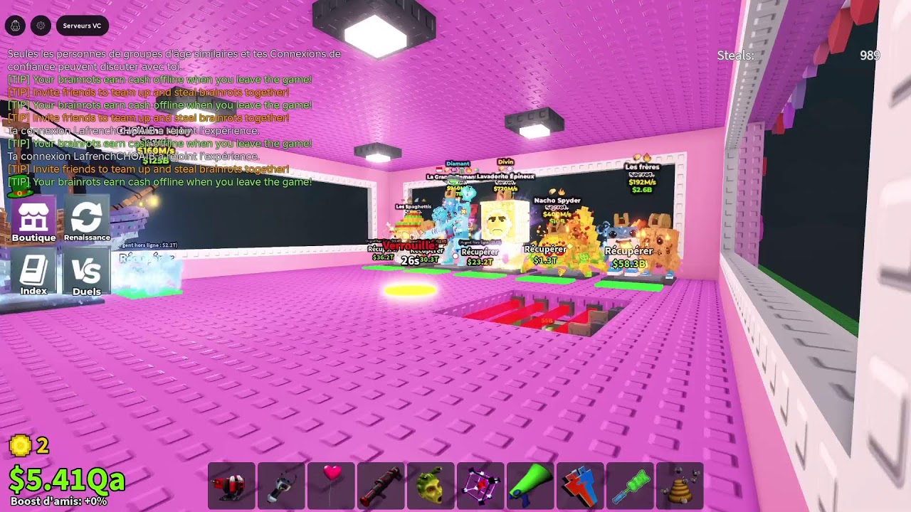 Live Steal brainrot PVp trade duel et je cherche de brainrot 1b