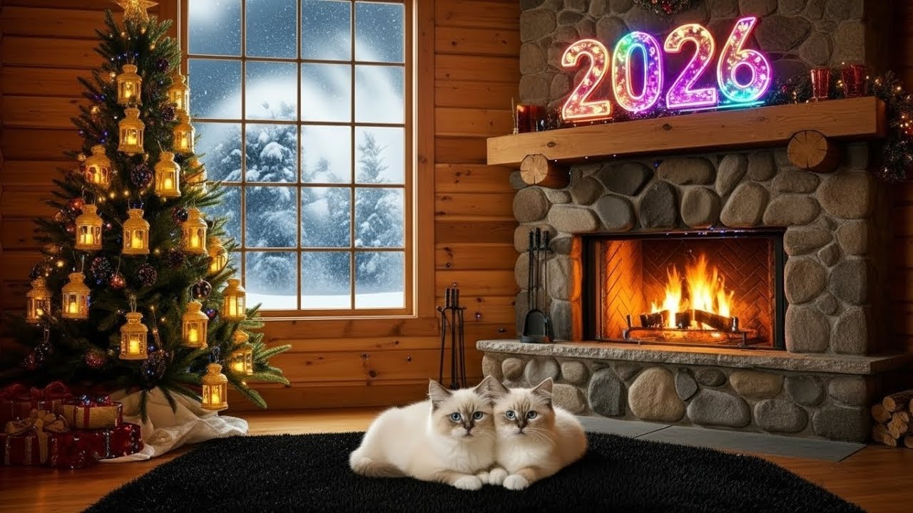 Happy New Year 2026 - Living Room With Cats & Piano Music Playlist for Driving | 4K