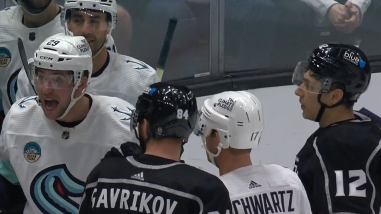 Vince Dunn argues head contact gets 10 and a game misconduct for abusive language