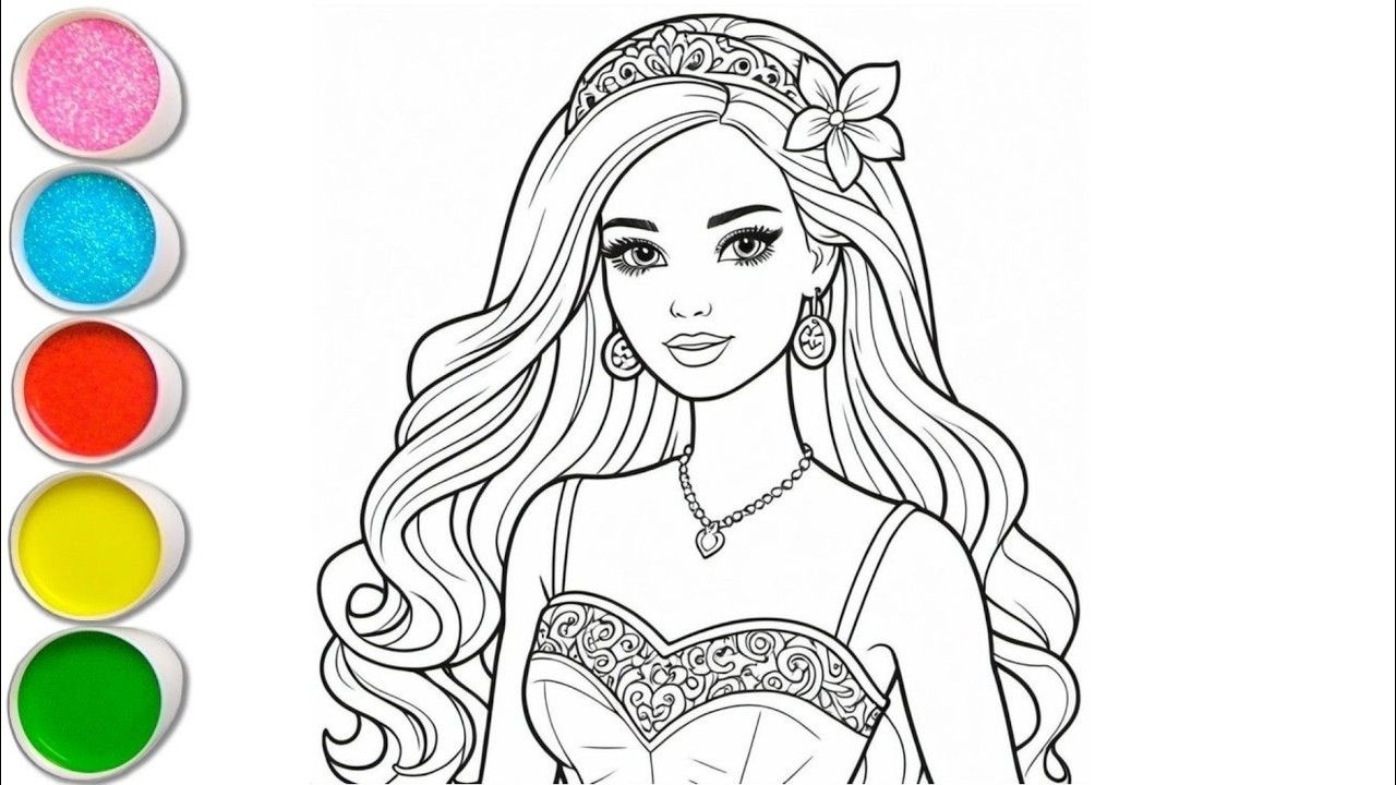 Cute Barbie Fairy Drawing for Kids, Painting & Coloring for Kids | Let's Draw Together