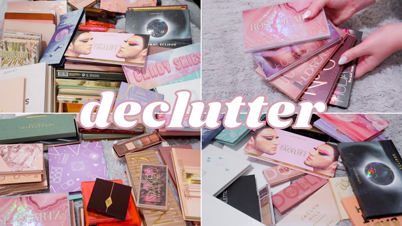 getting rid of my makeup! eyeshadow palette *declutter* - vlogmas day 22