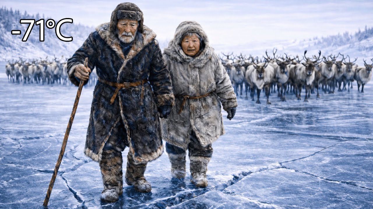 Surviving at 71°C: Old Man and Women Drives Herd of 100 Reindeer Across Frozen Water