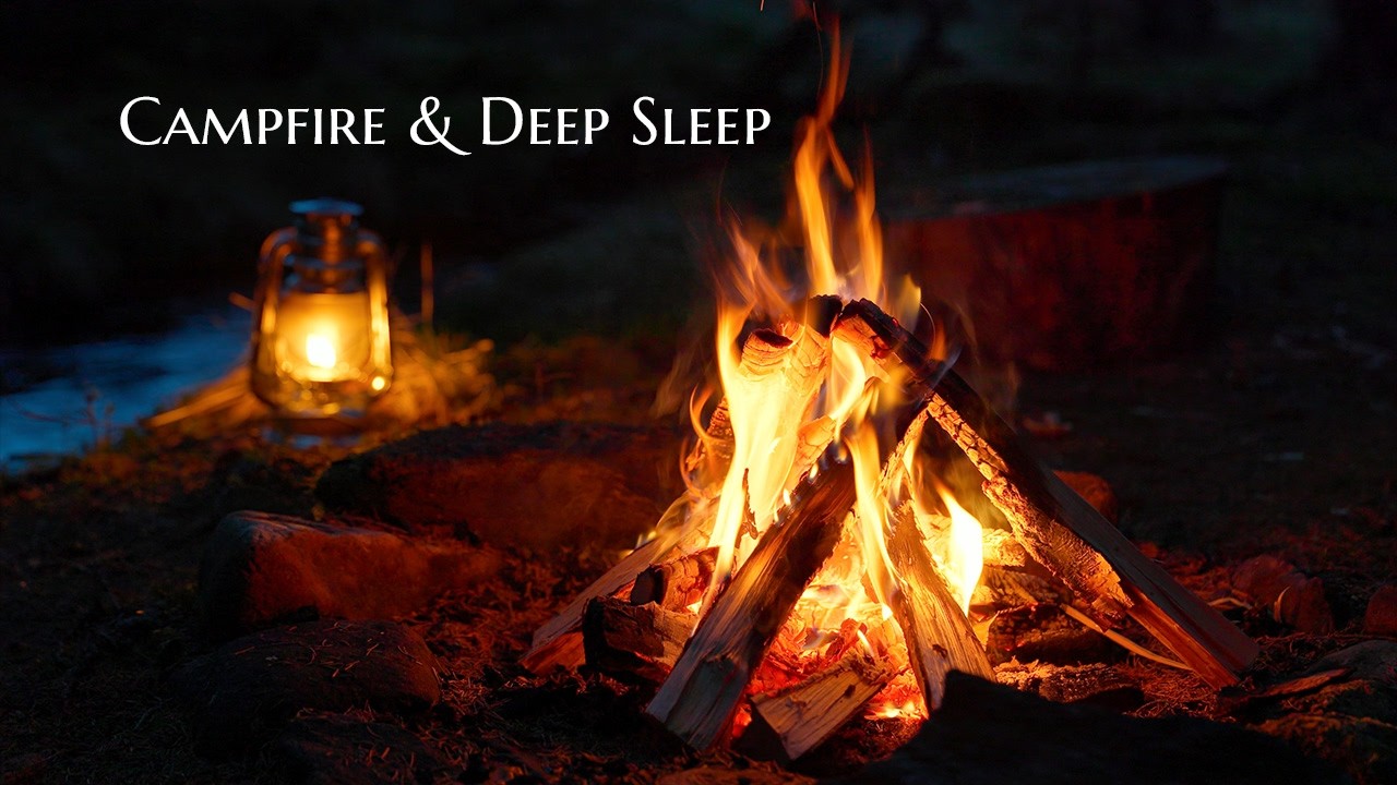 Real Night Campfire 4K🔥by the Forest Stream🌲Crackling Sounds & Deep Sleep