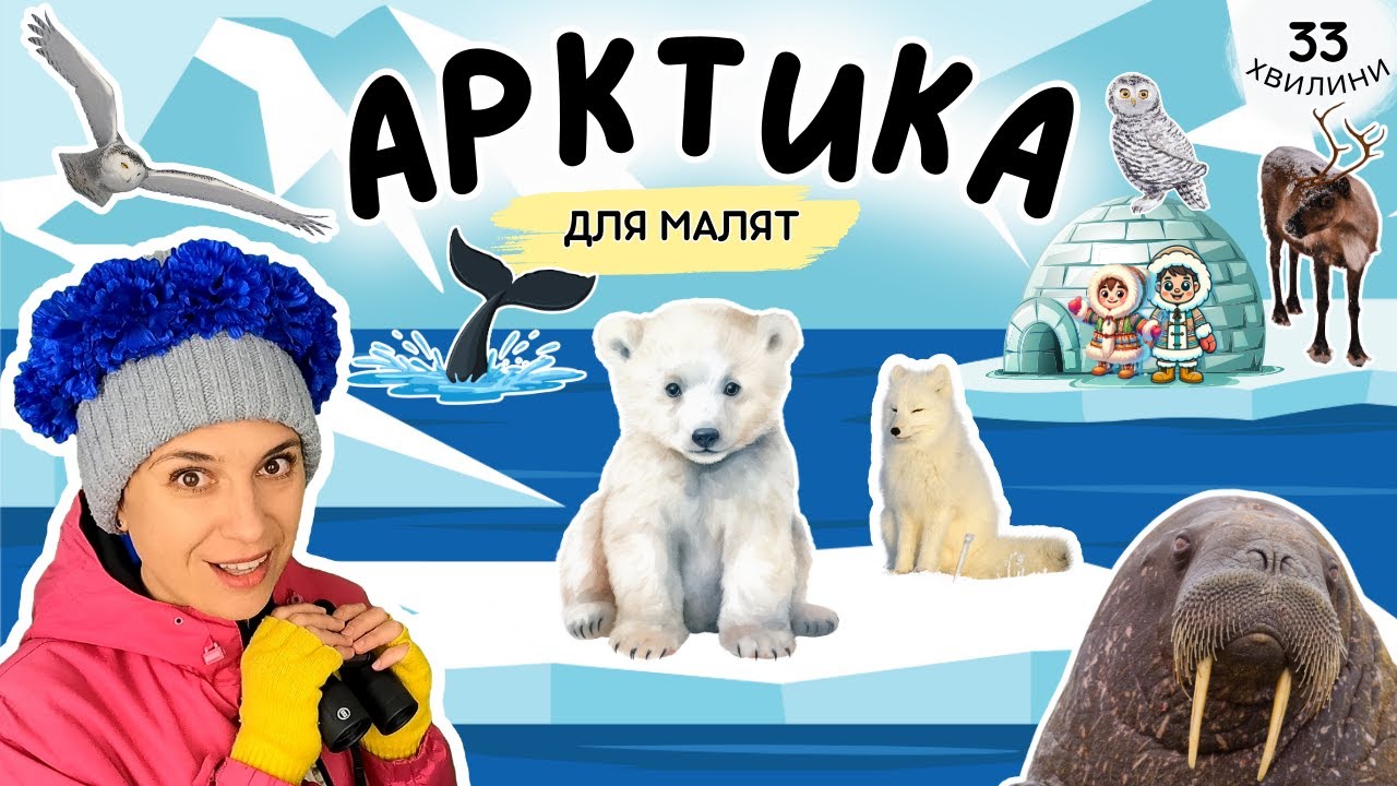 🐋 Мандруємо в Арктику ❄️ відео для раннього розвитку дітей українською ✈️