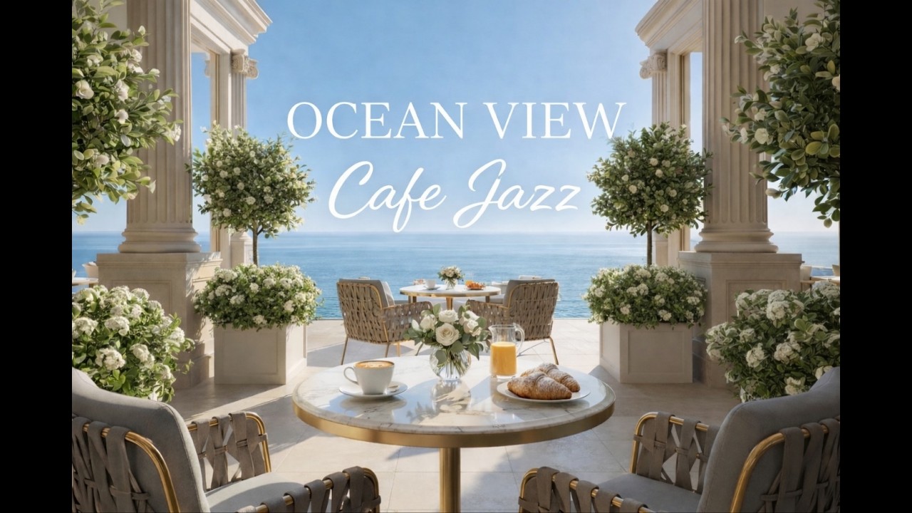 Luxury Ocean View Cafe Jazz ✨ Smooth Piano & Sax for Relaxing, Study & Sleep (1 Hour)