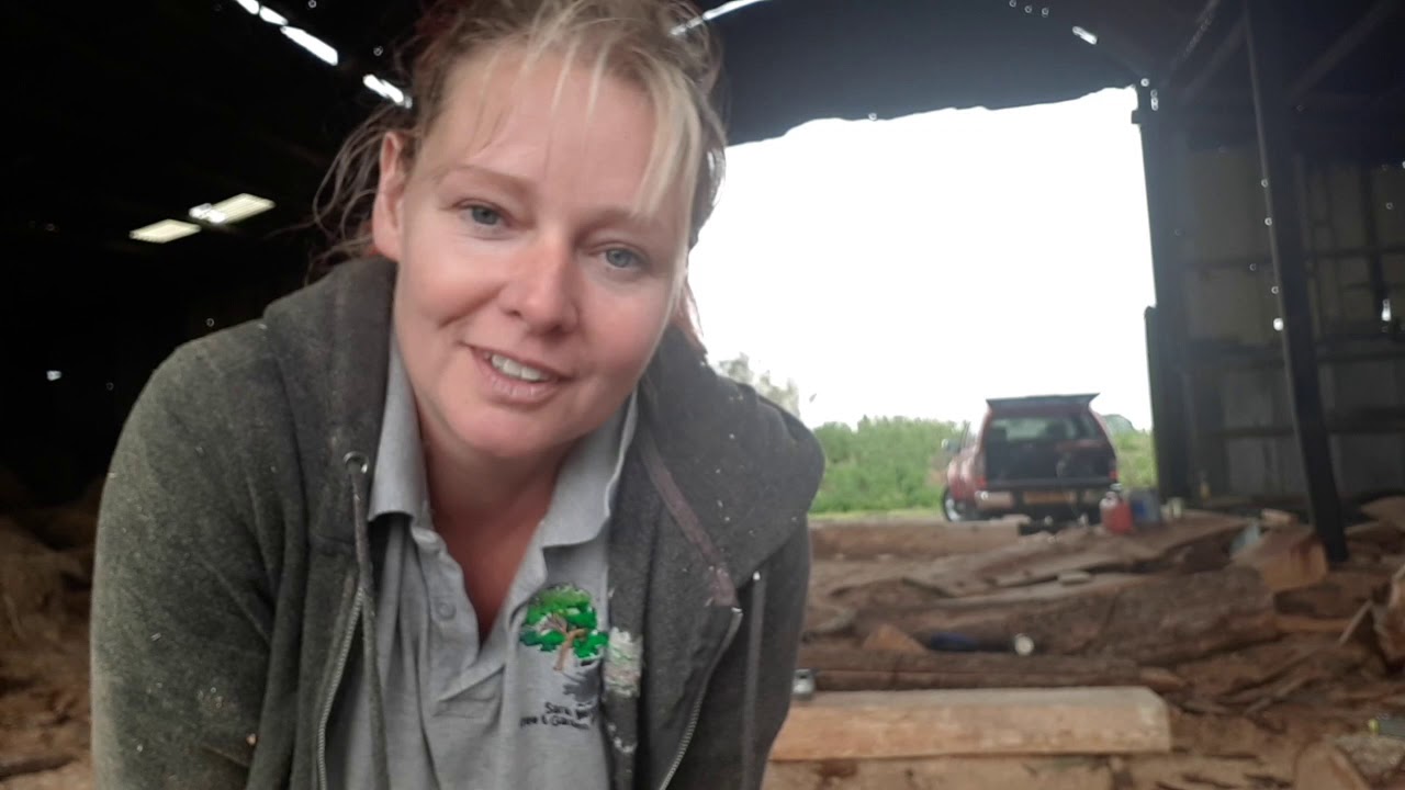 Carving a larch beam