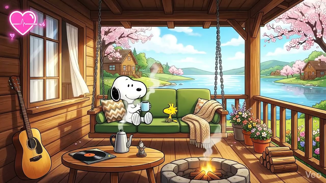 Chill Mood Jazz with Snoopy 🌸 Gentle Jazz for a Relaxing Day 🎶🎧💐