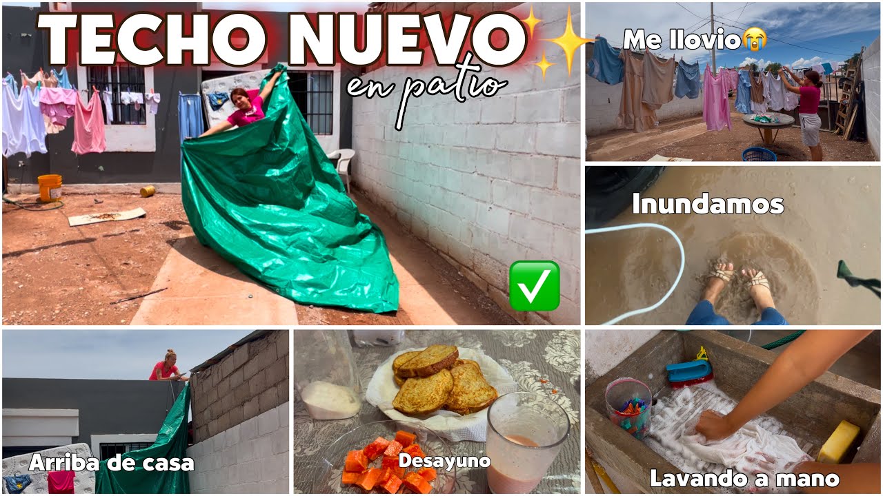 POORFIN✔️ya tenemos SOMBRA✨en el PATIO delantero☀️desayuno saludable🏋️‍♀️/nos inundamos😖LAVANDO a 👋🏻