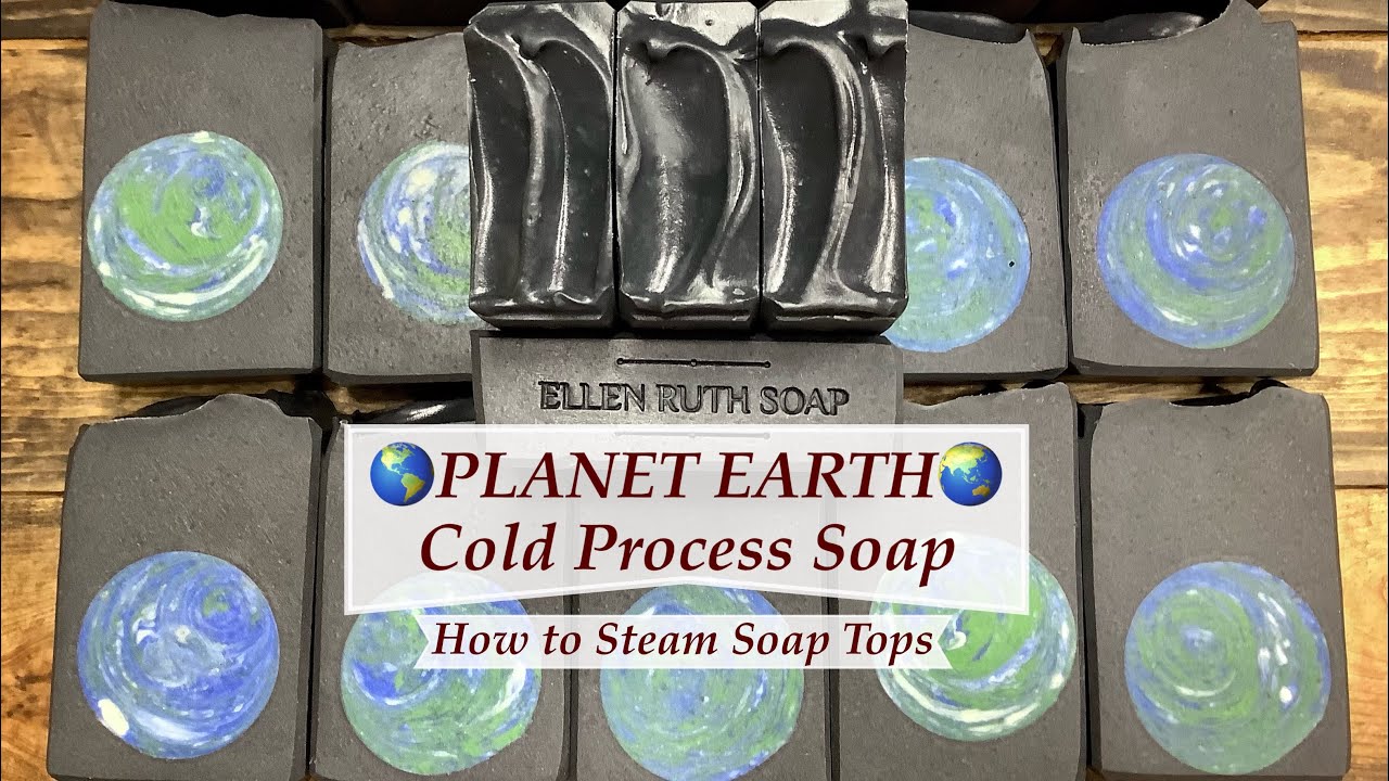 Making 🌎PLANET EARTH🌏  CP Soap w/ No-Stick PVC mold + How to Steam Tops | Ellen Ruth Soap