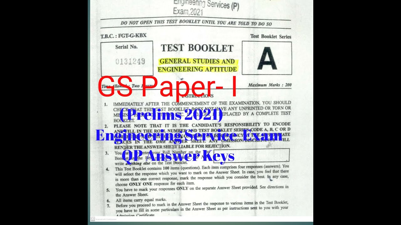 #ESE/UPSC- Prelims #(2021)Questionpaper(GS) # Answer keys