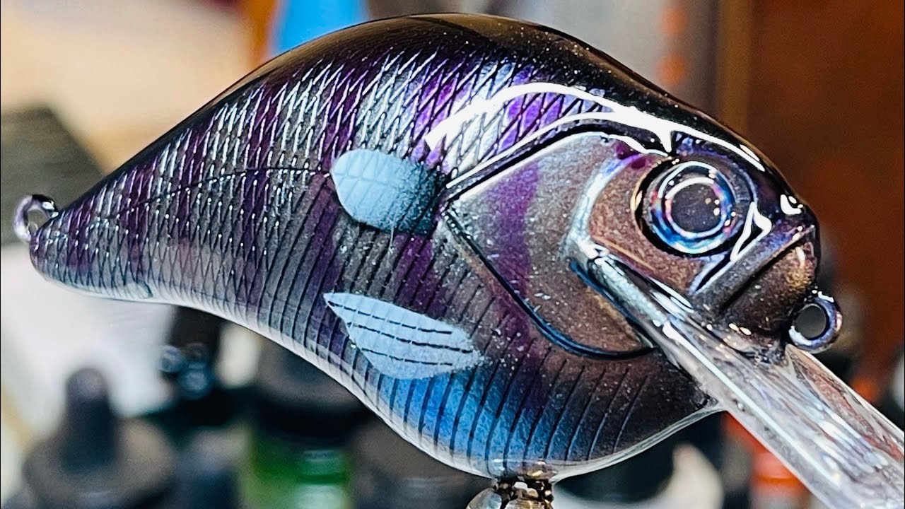 How to Paint a Custom Bruised Purple Sunfish, S-Crank fishing lure