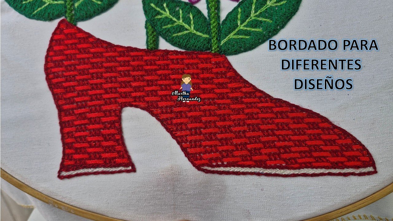 Bordado Fantasía Zapatilla Flores Hand Embroidery