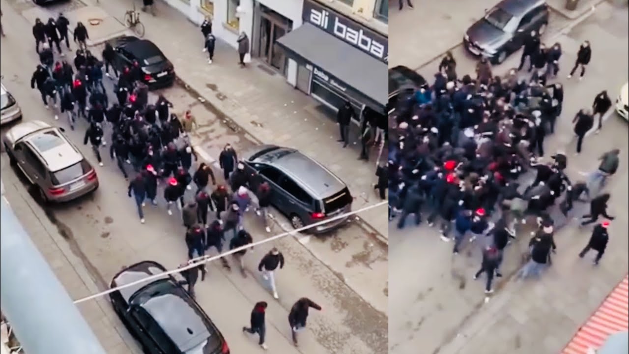 Hooligans Massenschl&auml;gerei HD / M&uuml;nchen vs Wolfsburg 09.03.2019 / Alman Taraftarları Kavgası