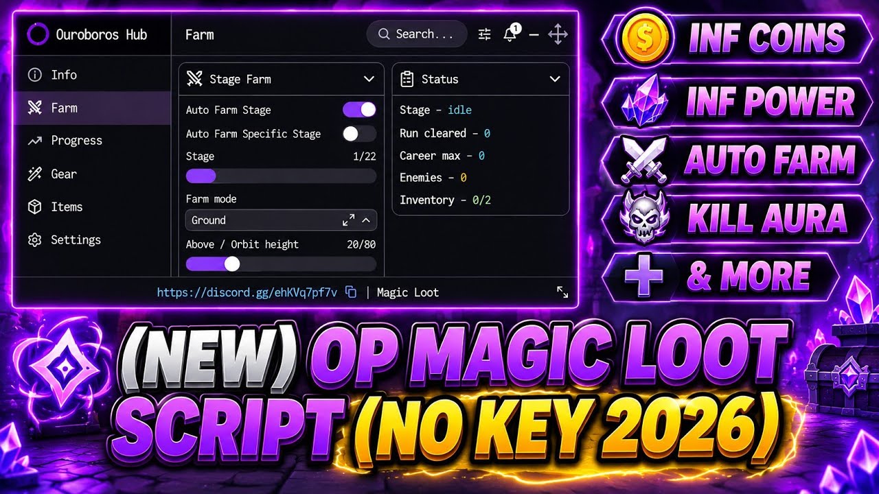 ⚔️ (NEW) OP Magic Loot Script | Inf Coins, Inf Power, Auto Farm, Kill Aura & More (No Key)