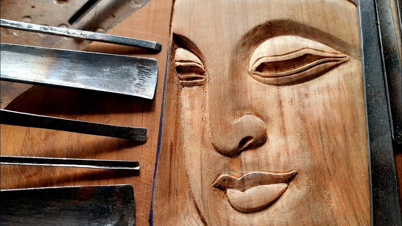 |wood carving Buddha face|UP wood art| wood design|wood working|
