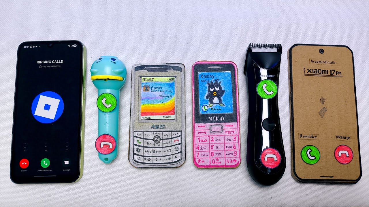 Galaxy a25 vs Flashlight Phone vs Asus 330 vs Nokia 210 vs Hair Clipper vs Xiaomi 17pm incoming call