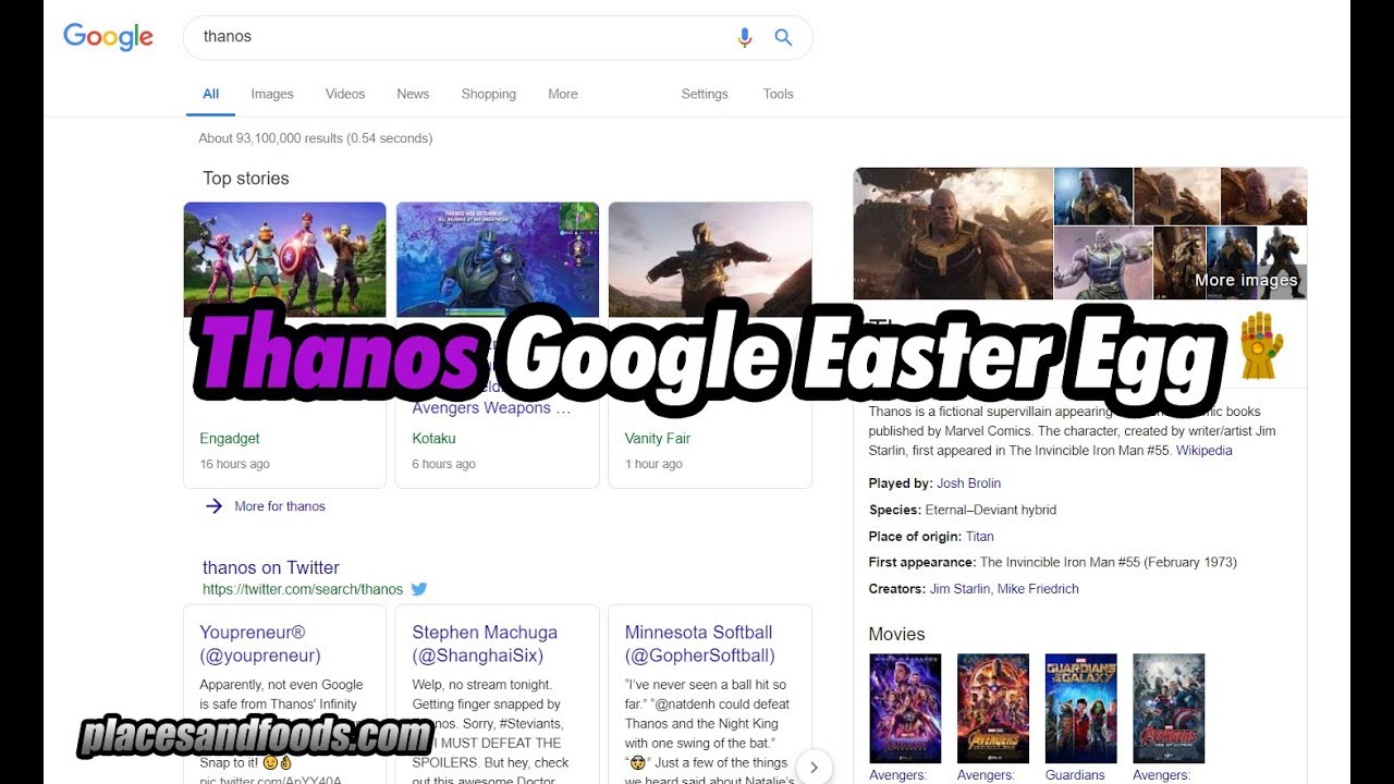Thanos Google Easter Egg with Avengers EndGame