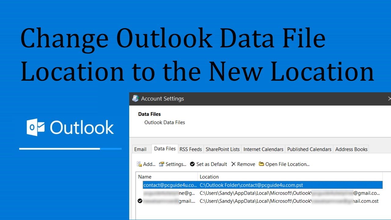 Изменить местоположение файла данных Outlook на другую папку | 100% работает в 2023 году @pcguide4u