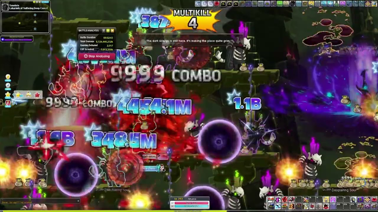 Maplestory Shadower Training 250 - 255, Labyrinth Deep Core 4/44k mobs/h