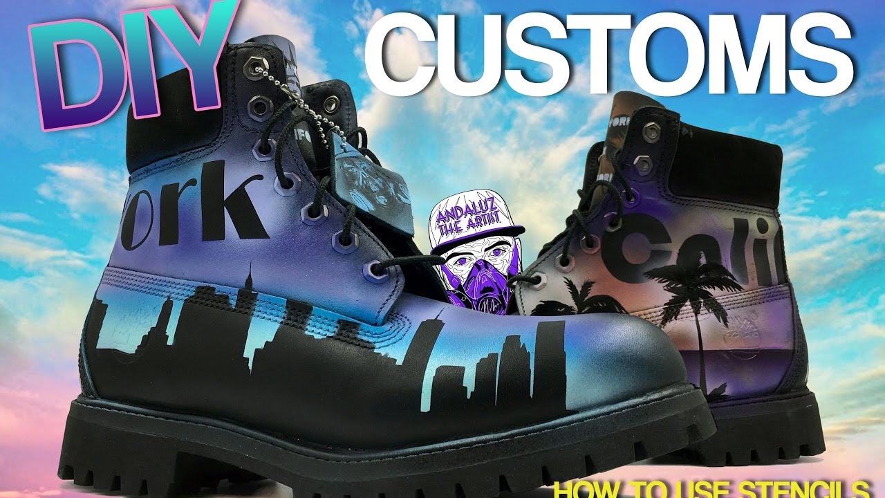 How to use vinyl stencils to paint boots/sneakers