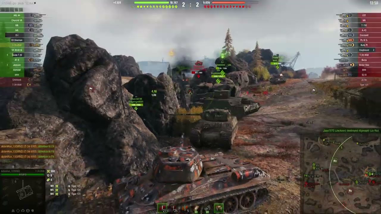 WOT - T-34-85M 12 KILLS 4.6K DAMAGE REPLAY - World Of Tanks
