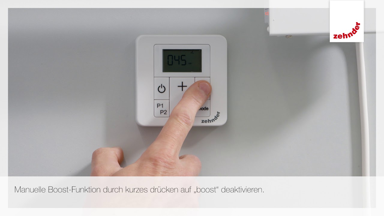 Zehnder Design-Heizkörper: Elektronikeinheit RACY – Bedienung mit Steuergerät Modell 2