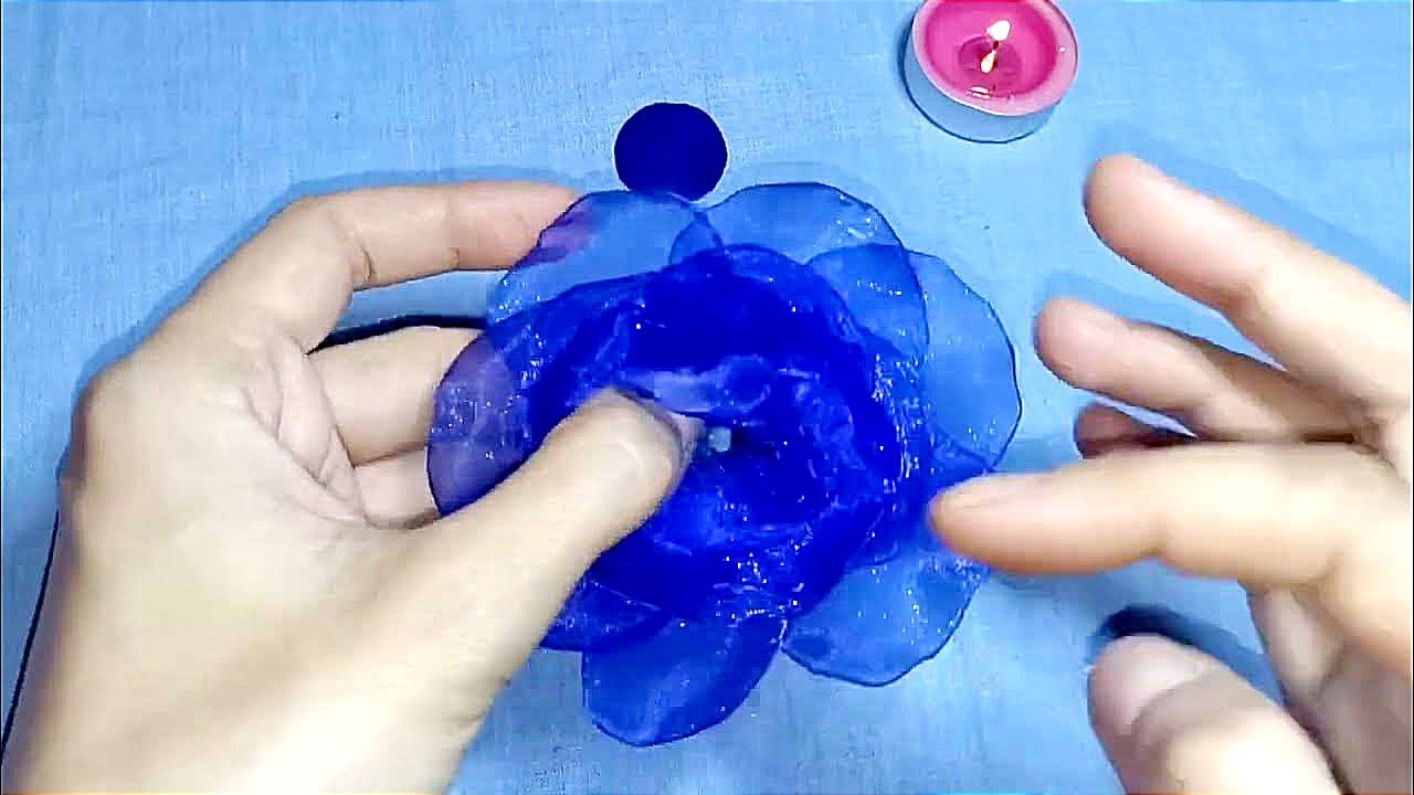 DIY large organza flower, trendy jewelry, easy crochet necklace with big flower, crochet jewelry 😍