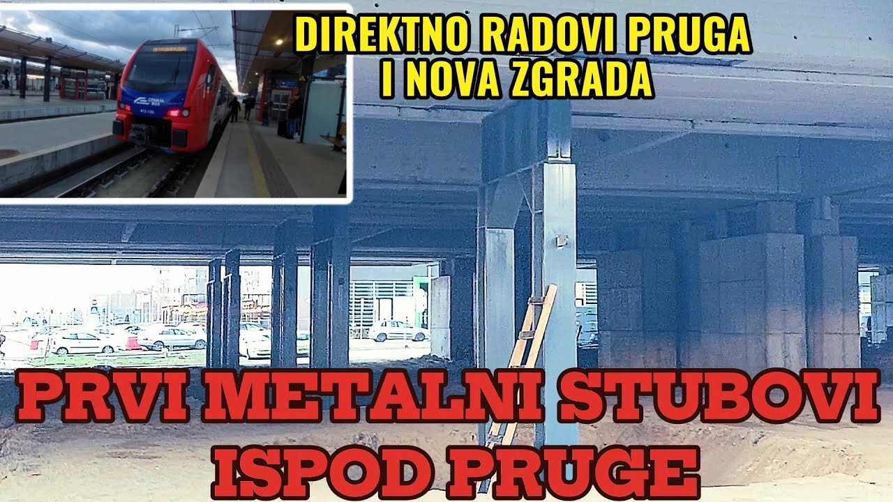 Direktno sa Zel.stanice Nbg pocela montaza metalnih stubova ispod pruge,prve konstrukcije na peronu