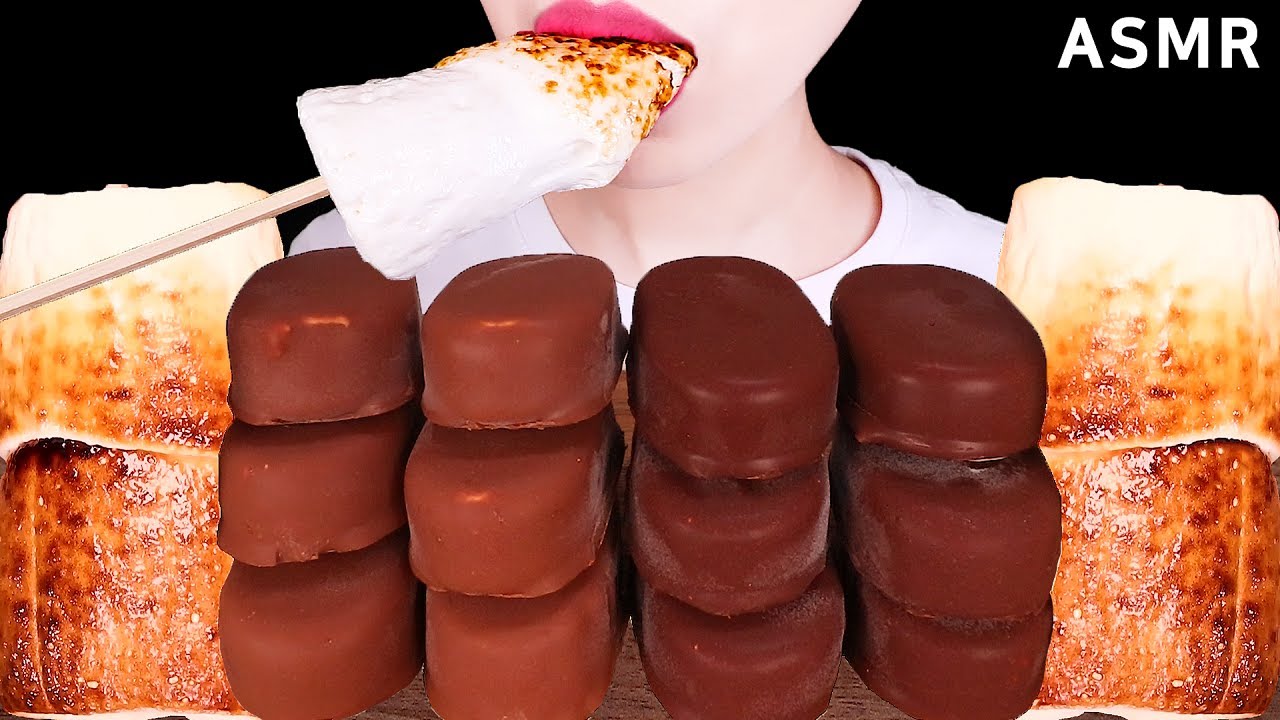 ASMR MUKBANG｜ROASTED MARSHMALLOW, CHOCOLATE ICE CREAM 바삭꾸덕 구운 마시멜로, 초콜릿 아이스크림 EATING SOUNDS 먹방