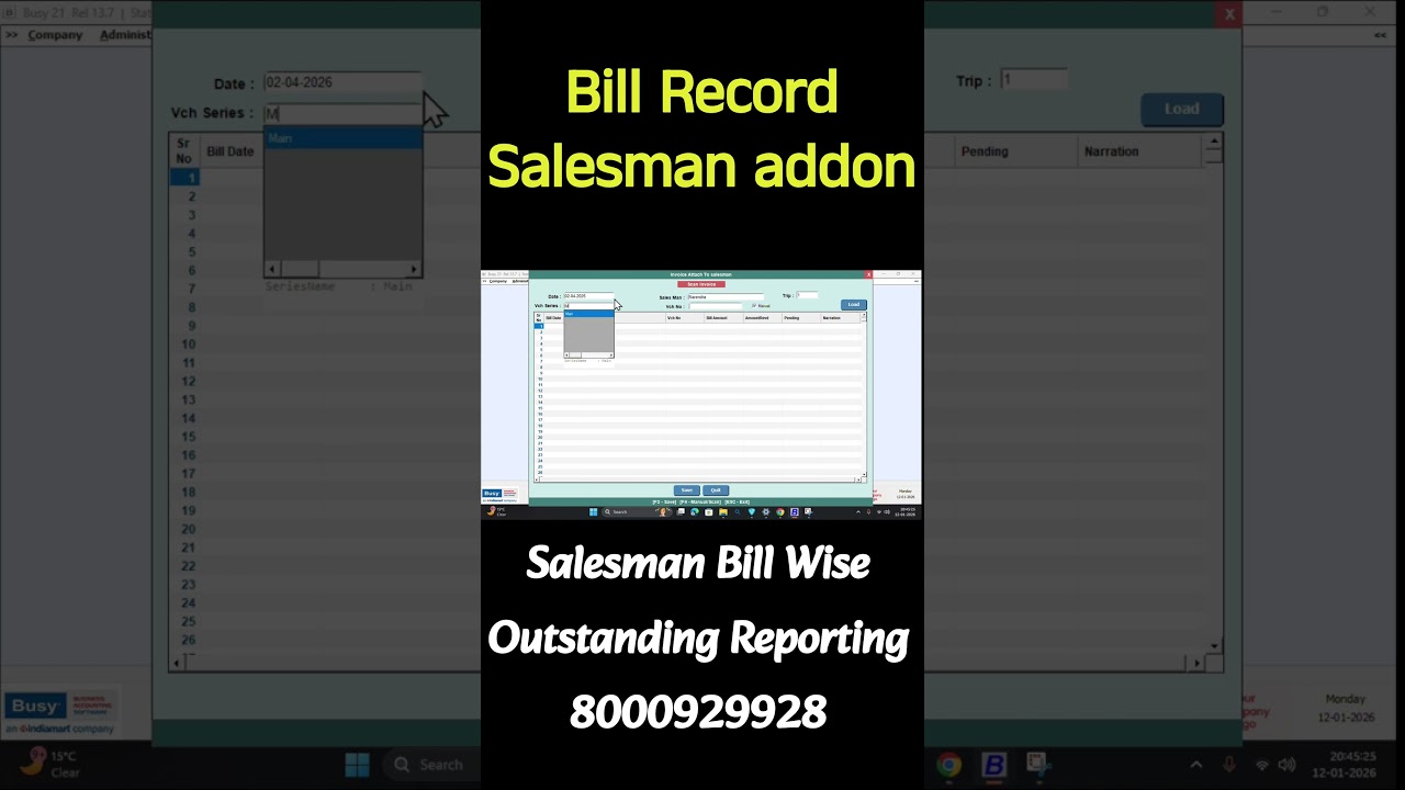 Salesman Bill Record Add-on #8000929928