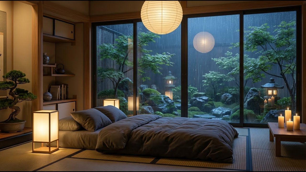 Divine Stillness: Rain and Felt Piano in Traditional Tatami Room for Better Sleep and Serenity 💤🇯🇵