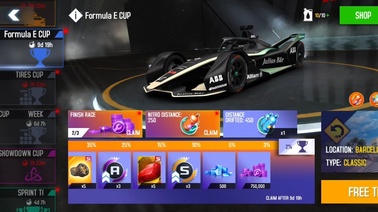 Asphalt 8 Formula E Cup 🌟 1:0:108 Barcelona Rev Formula E gen2 free try ⚡ #7EGOO Asphalt 8 Update 77