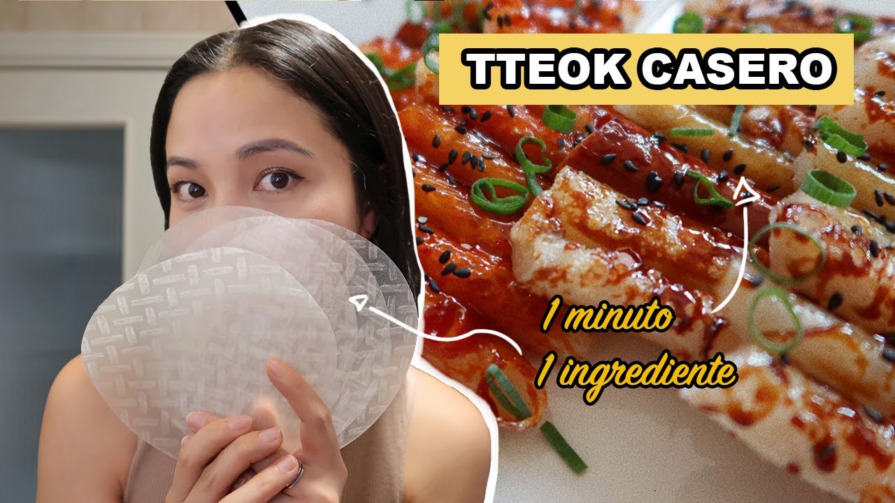TTEOK casero con PAPEL DE ARROZ 🥢🥢 | Pastel de arroz casero en 1 MINUTO solo con 1 INGREDIENTE ❓❓