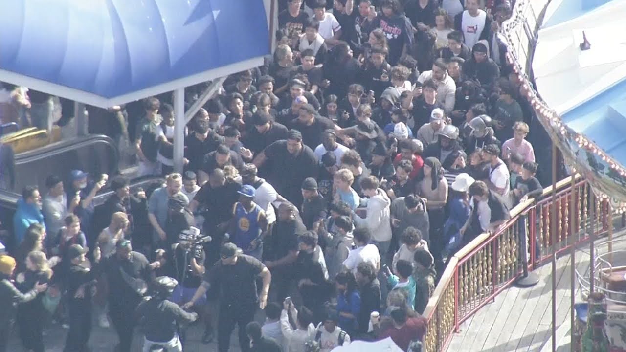 Massive crowd following IShowSpeed in SF for irl stream