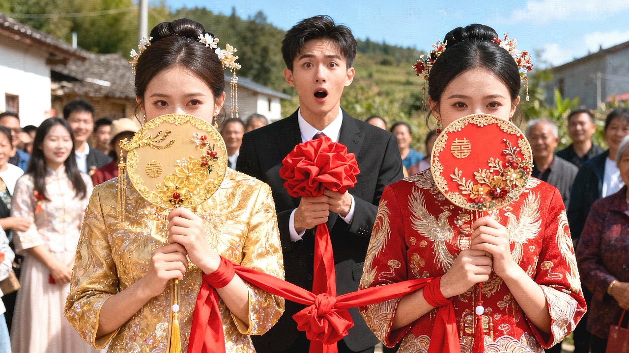 農村小夥子長得英俊帥氣，首富的兩個女兒都想嫁給他，娶親當天兩姊妹都穿著喜服，這可讓小夥兒犯了難，不知道該選哪一個？ #替嫁#逆襲#女頻