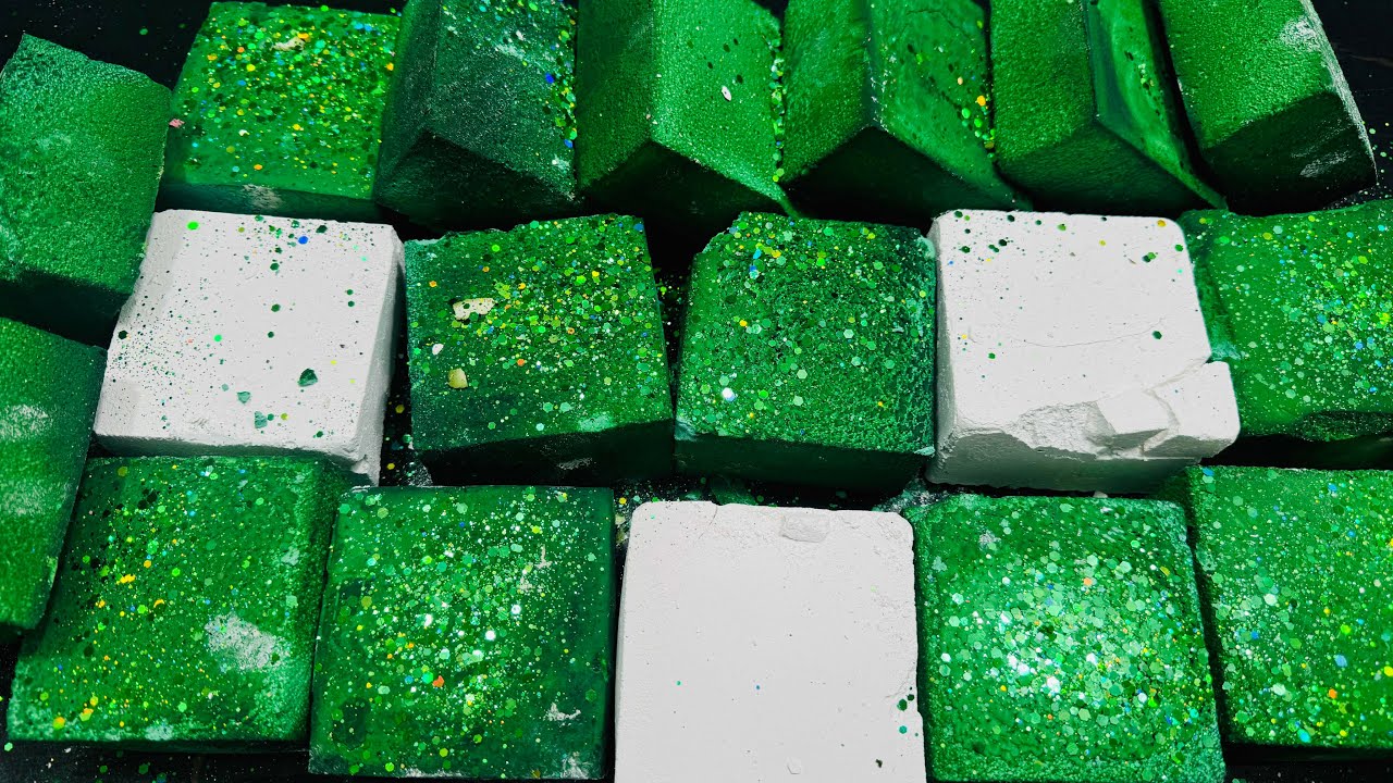 Crunchy Green Dyed CC Chalk Crush | ASMR  Dyed Chalk Crushing