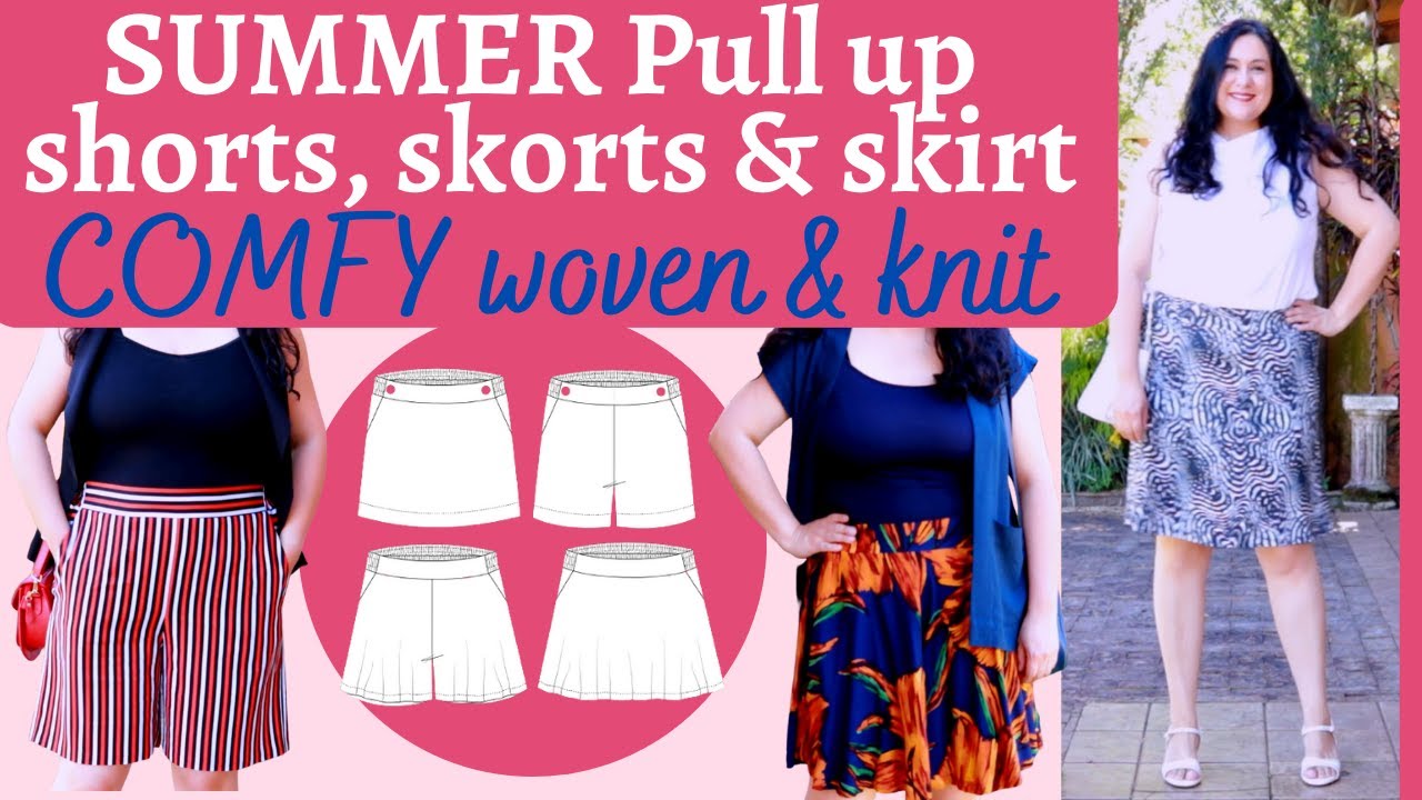 SUMMER SEWING! PULL UP shorts, skort & skirt. Flat front | elasticated back. Tinley (Love Notions)