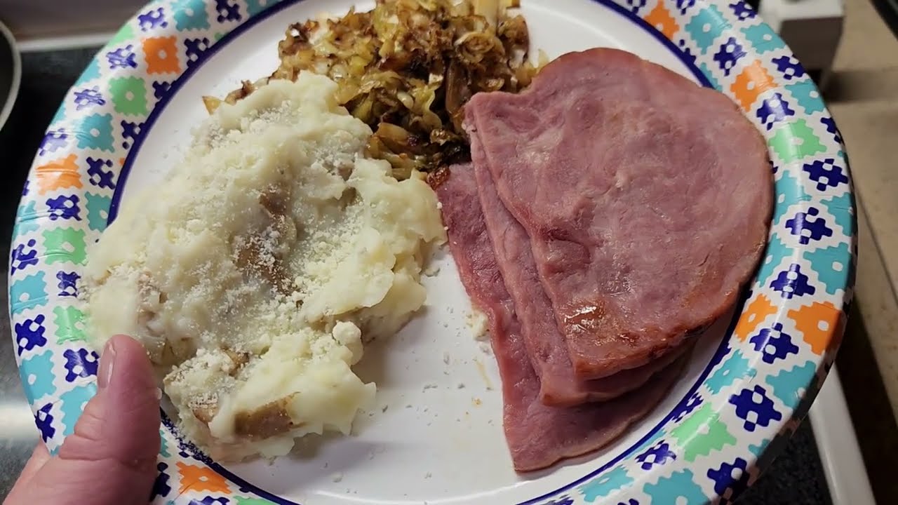 Old-Fashioned Ham Dinner with Garlic Potatoes & Seasoned Cabbage | Comfort Food Classic