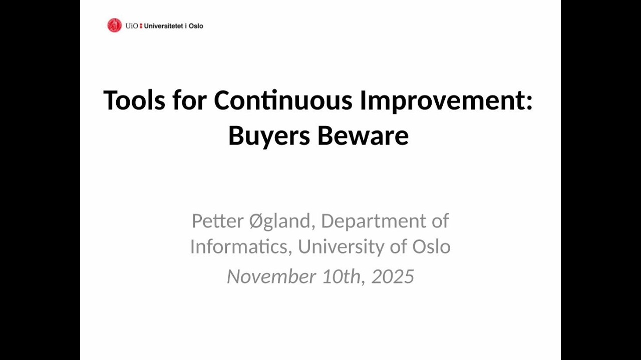 Tools for Continuous Improvement: Buyers Beware (lecture)