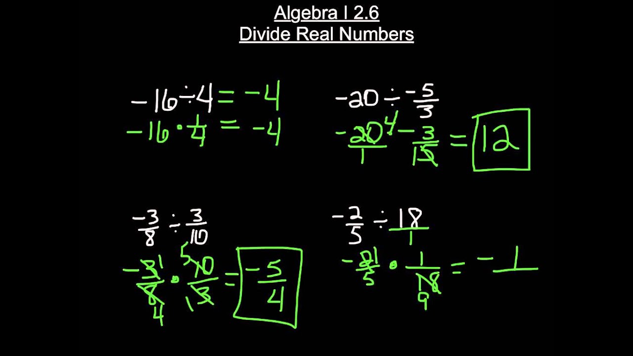 Algebra I 2.6 Divide Real Numbers