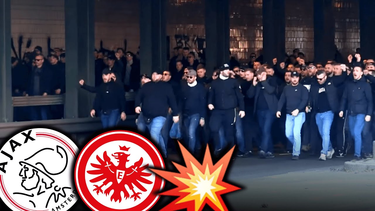 Ajax ultras chase Frankfurters out of stadium...